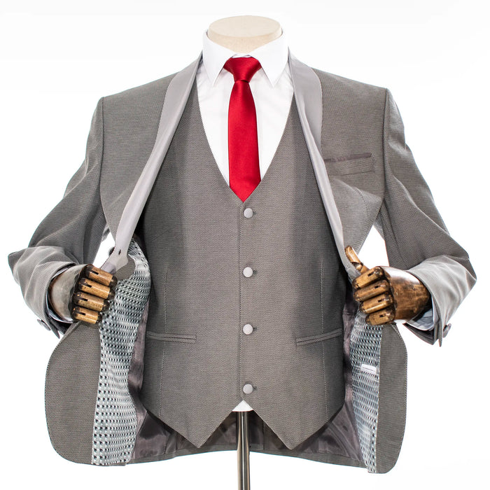 Gray Microcheck 3-Piece Tailored-Fit Suit