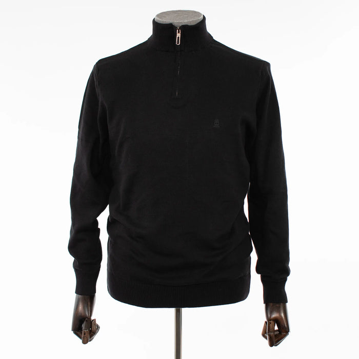 Black Quarter-Zip Mockneck Sweatshirt