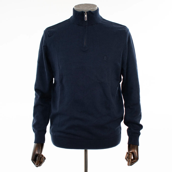 Navy Blue Quarter-Zip Mockneck Sweatshirt