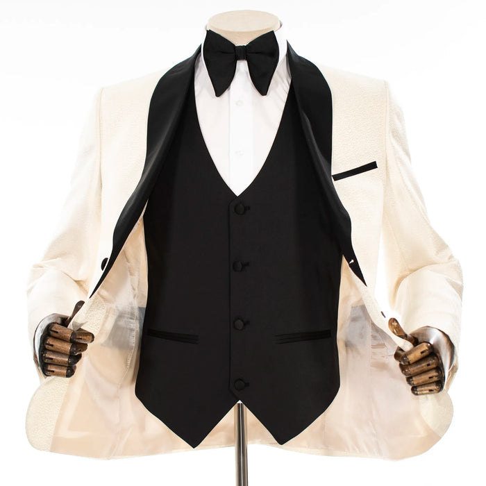 Champagne Metallic Fillagree 3-Piece Tailored-Fit Tuxedo