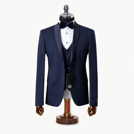 Navy Blue Birdseye 3-Piece Tailored-Fit Tuxedo