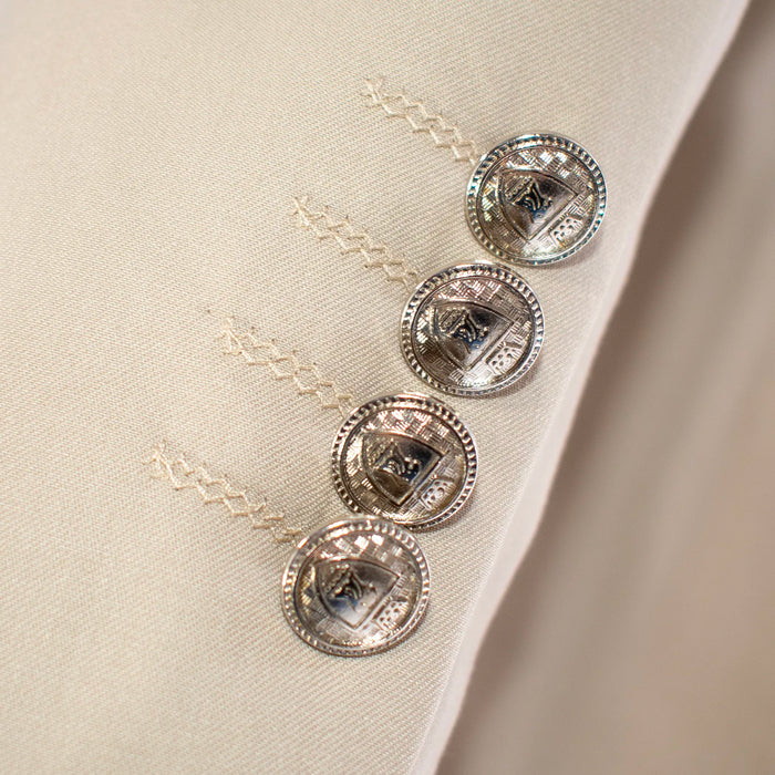 Men's Khaki Embroidered 2-Piece Slim-Fit Suit with Mandarin Collar