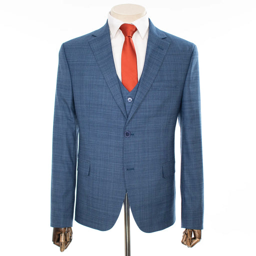 Blue Check 3-Piece Tailored-Fit Suit