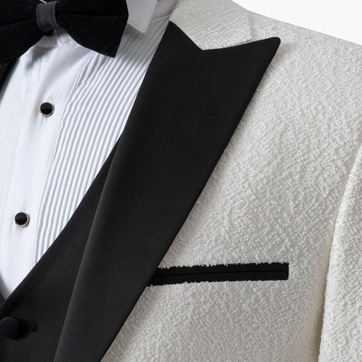 White and Black Boucle 3-Piece Tailored-Fit Tuxedo