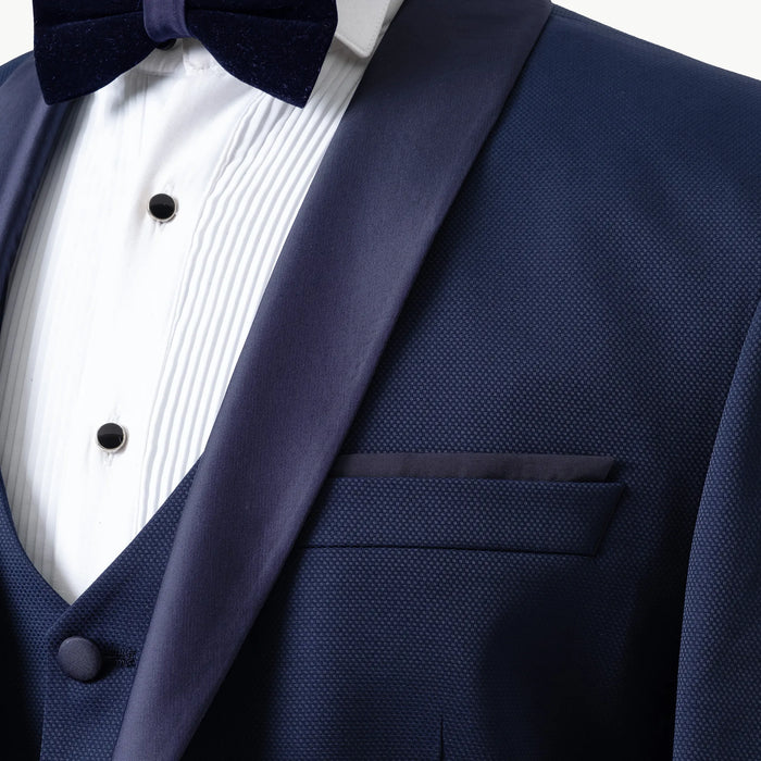 Dark Blue Birdseye 3-Piece Tailored-Fit Tuxedo