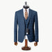 Dark Blue Windowpane 3-Piece Tailored-Fit Suit