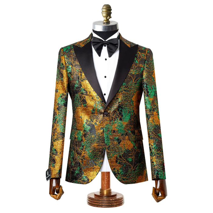 Orlando | Green and Gold Tailored-Fit Jacket