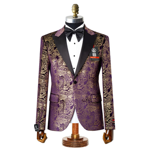 Orlando | Purple and Gold Paisley Tailored-Fit Jacket