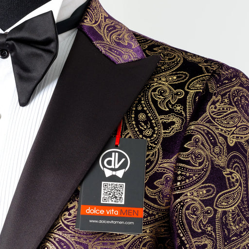Orlando | Purple and Gold Paisley Tailored-Fit Jacket