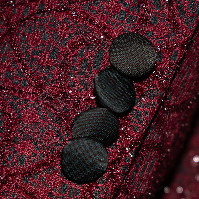 Burgundy Lace Sparkle 3-Piece Tailored-Fit Tuxedo