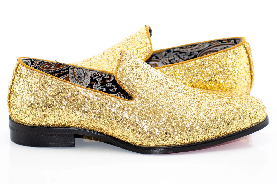 Gold Glitter Smoking Loafer