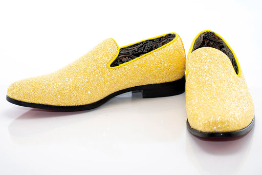 Yellow Glitter Smoking Loafer