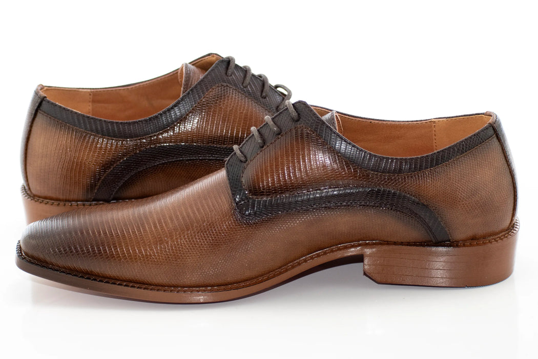 Tan & Chocolate Brown Textured Ombre Lace-Up Dress Shoes