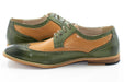 Olive and Tan Two-Tone Wingtip Lace-Ups