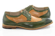 Olive and Tan Two-Tone Wingtip Lace-Ups