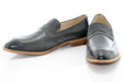 Gray Leather Slip-On Penny Loafer