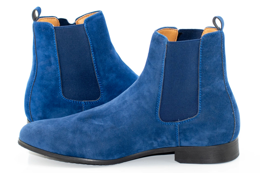 Blue Suede Long Shaft Chelsea Boot