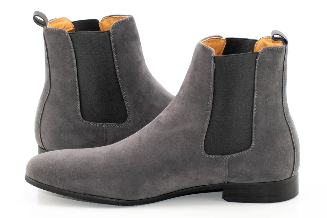 Gray Suede Long Shaft Chelsea Boot