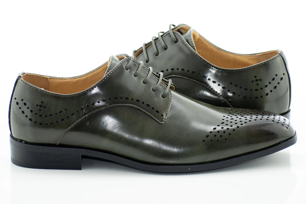 Olive Leather Dress Lace-Ups