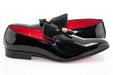 Black Patent Leather and Velvet Tassel Loafer