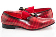 Red Leather and Velvet Tassel Loafer