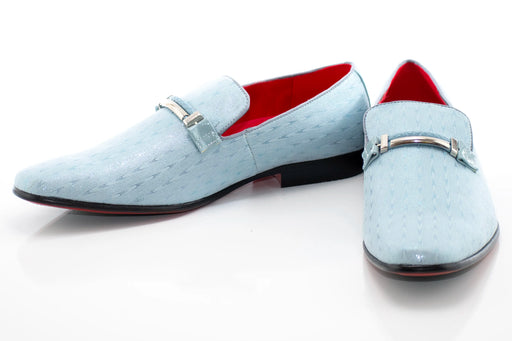 Men's Light Blue Textured Bit Loafer