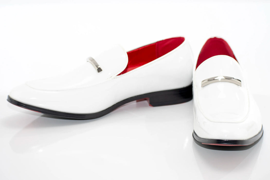 Men's White Patent Leather Slip-On Loafers
