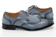 Gray and Navy Leather Wingtip Derby Lace-Up