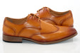 Tan and Burgundy Leather Wingtip Derby Lace-Up
