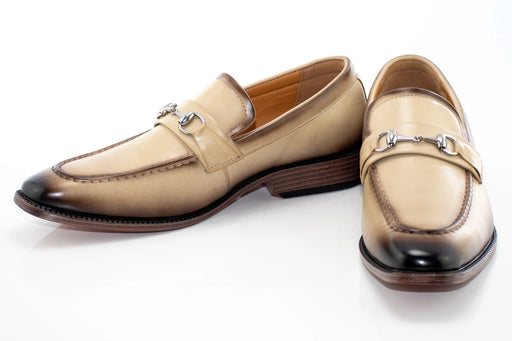 Natural and Brown Leather Snaffle-Bit Loafer