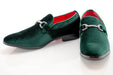 Men's Green Velvet Rhinestone-Bit Dress Loafer