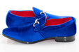 Men's Blue Velvet Rhinestone-Bit Dress Loafer