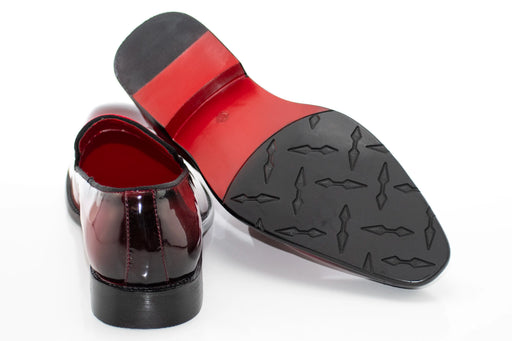 Men's Burgundy And Black Patent Leather Slip-On Dress Loafer