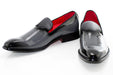 Men's Gray And Black Patent Leather Slip-On Dress Loafer
