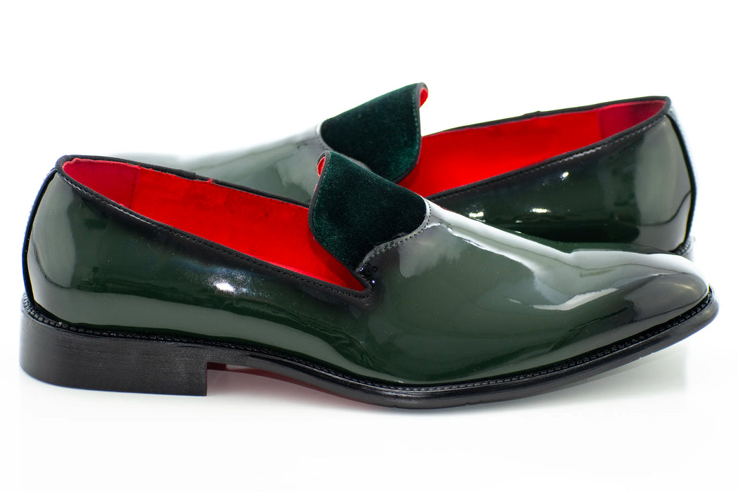 Green Patent Leather and Velvet Loafer