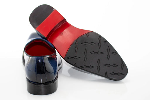 Men's Navy And Black Patent Leather Slip-On Dress Loafer