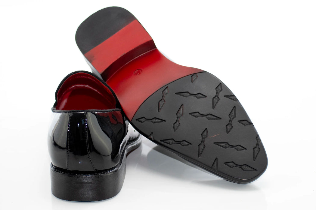 Black Patent Leather and Velvet Loafer