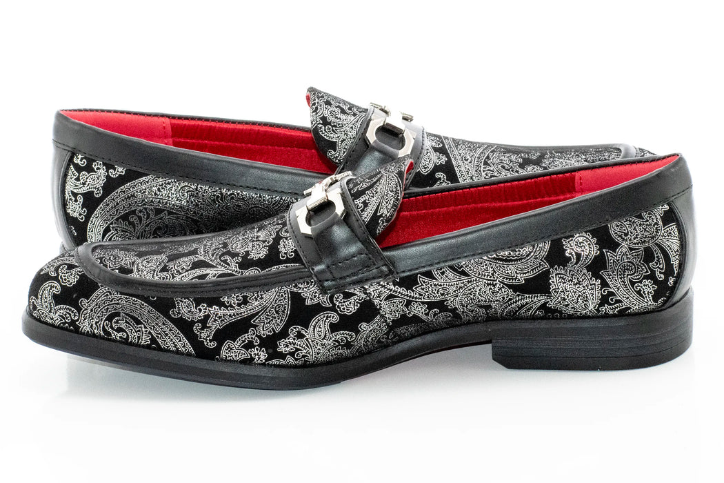 Black with Silver Paisley Bit Loafer