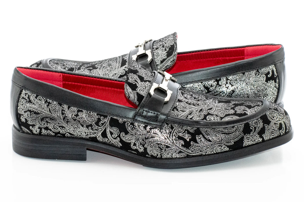 Black with Silver Paisley Bit Loafer