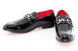 Black Patent Leather with Gold Snaffle Slip-On Loafers