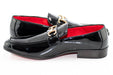 Black Patent Leather with Gold Snaffle Slip-On Loafers