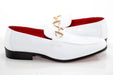 White Patent Leather with Gold Snaffle Slip-On Loafers