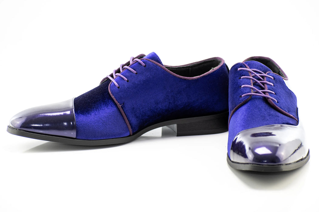 Purple Velvet and Patent Leather Lace-Up