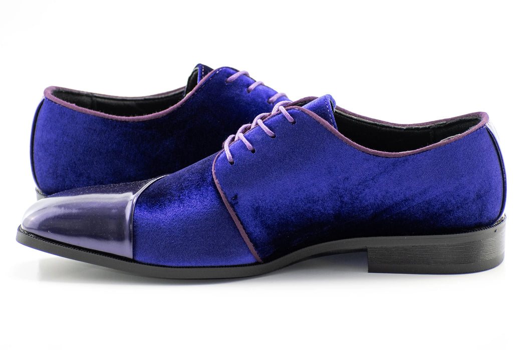 Purple Velvet and Patent Leather Lace-Up