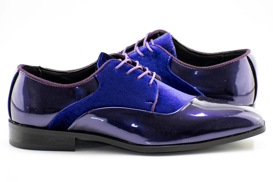 Purple Velvet and Patent Leather Lace-Up