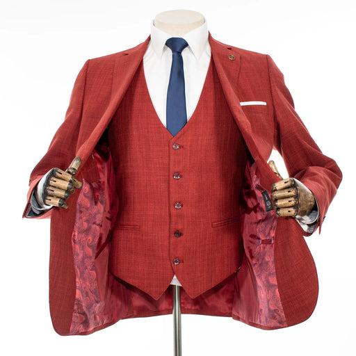 Auburn Solid 3-Piece Tailored-Fit Suit