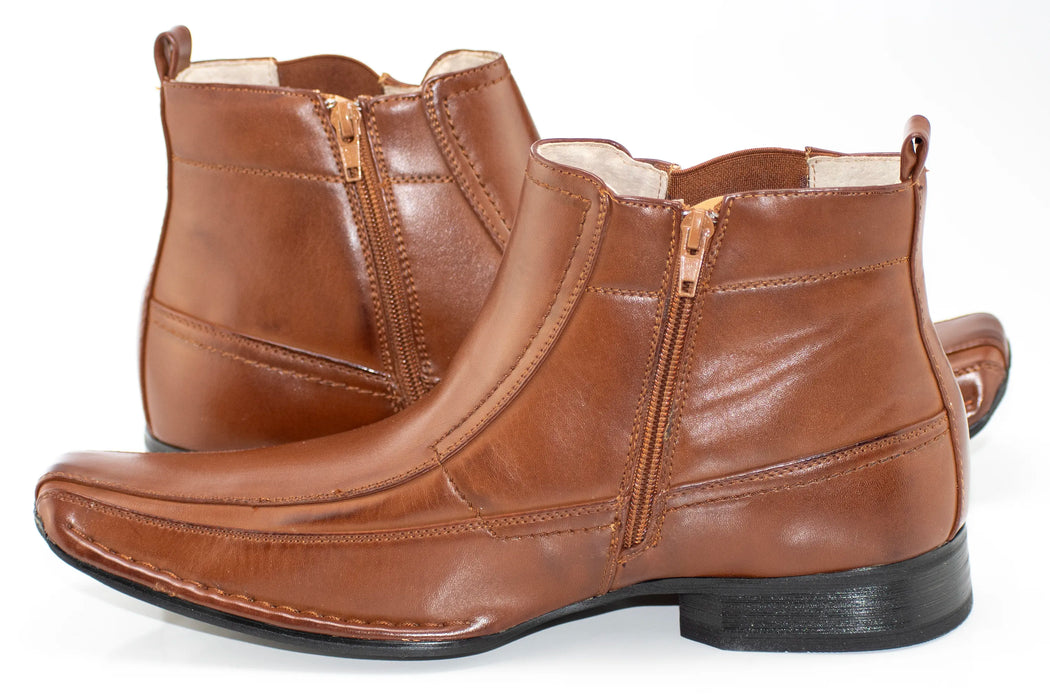 Cognac Side-Zip Dress Boot