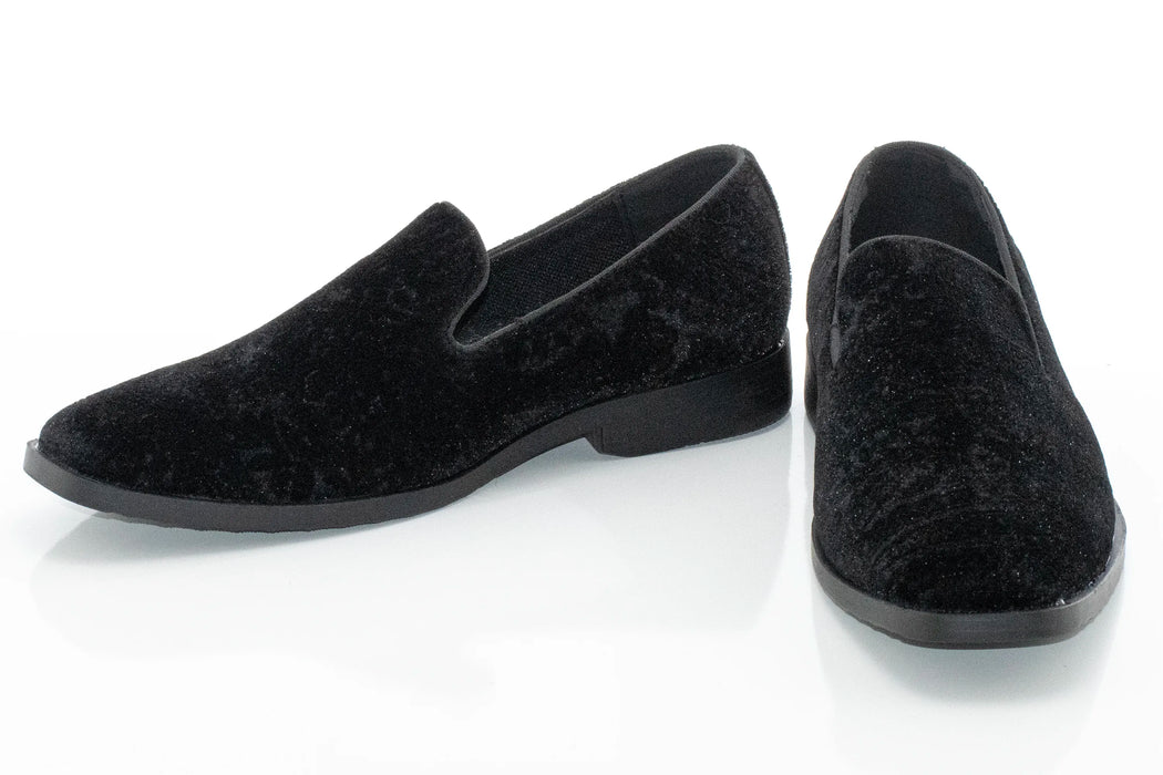 Black Paisley Velvet Slip-On Shoe