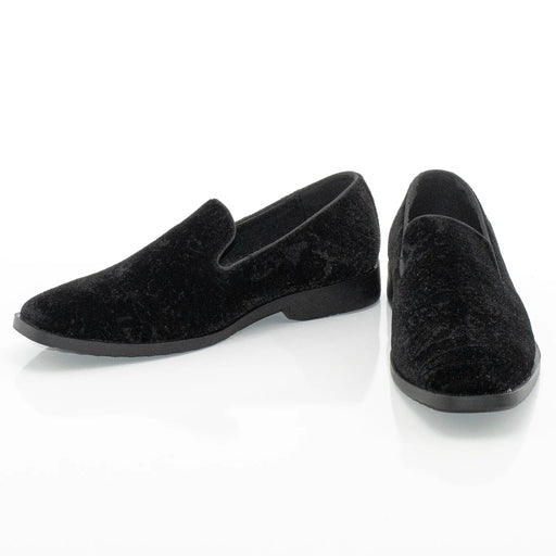Black Paisley Velvet Slip-On Kid's Shoe