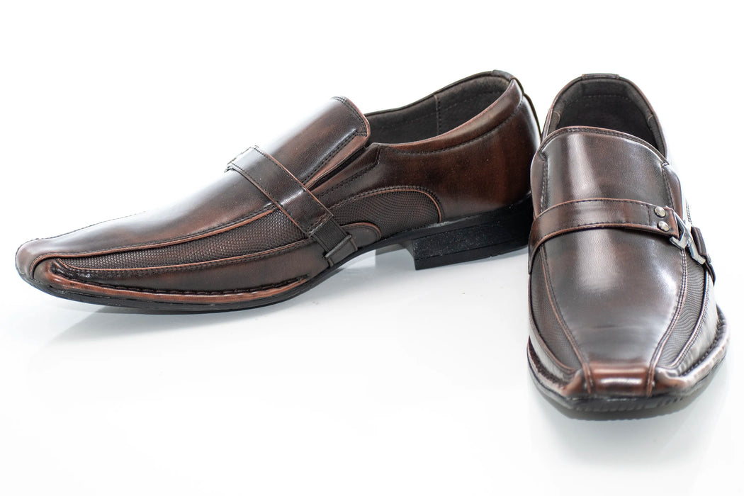 Dark Brown Leather Dress Square-Toe Loafer